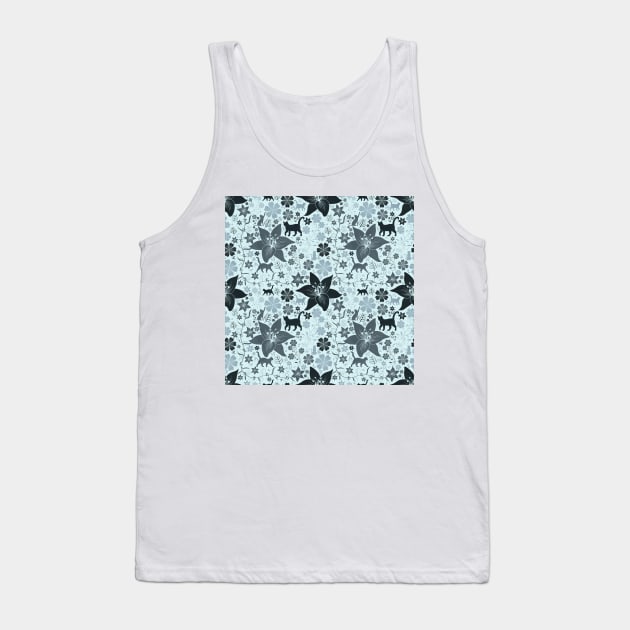 Cats and Flowers Baby Blue Tank Top by cesartorresart